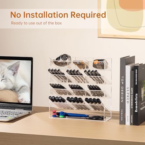 BEYGORM Acrylic Vertical Marker Organizer for 150 Markers, Desk Orgaizer