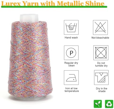Metallic Crochet Thread, 80g Lurex Yarn for Charms(Afterglow)
