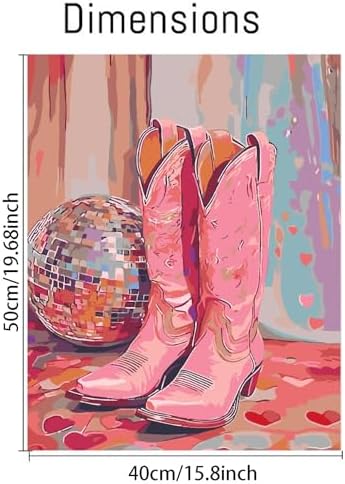 Canrichshop Vintage Boots Paint by Number Kits,Retro Disco Ball Paint by Numbers Kit for Adults Beginner Without Frame,Easy DIY Acrylic Painting for Canvas for Decor 16x20inch