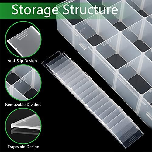 Gbivbe Large 24 Grids Plastic Organizer Box Adjustable Dividers,Clear Storage Box for Jewelry, Art DIY Crafts, Washi Tapes, Beads and Small Parts(3 Pack)