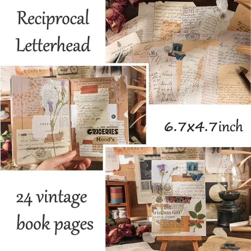 Vintage Aesthetic Scrapbook Supplies Kit with Scrapbook Paper, Stickers, Bookmarks for Scrapbooking, DIY Albums, Junk Journals, Bullet Journals, Dark Academia Aesthetic Decor (Dark2 129 Pcs)