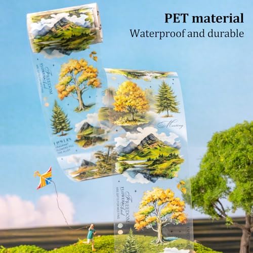 6 Rolls Nature Landscape PET Tape Set with Clip for Scrapbook