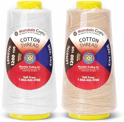 Mandala Crafts White Cream Mercerized Cotton Thread for Sewing Quilting