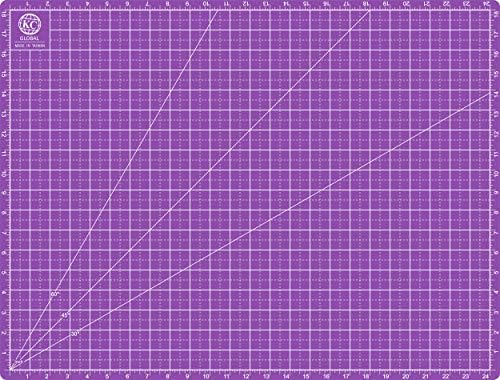 KC GLOBAL A2 (25"x19") Professional Grade Self-Healing Cutting Mat (Purple) - Odor-Free, Double-Sided, eco-Friendly, Durable. Premium Desk mat for Crafting, Sewing, Quilting and Art Projects