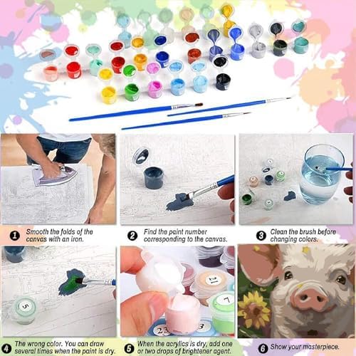 AALBLAC Pig Paint by Numbers Kit for Adults Beginners- Pig Sunflower Paint by Number Canvas, Easy Animal Acrylic Painting by Numbers for Home Wall Decor (16x20 inch)