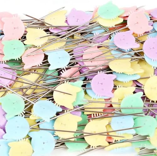 Elisel 200 pcs Multicolor Straight Pins Straight Quilting Pins Craft Positioning Pins Fixed Sewing Marker Needle for Crafting Dressmaker and Other Crafts Making (Kitten)