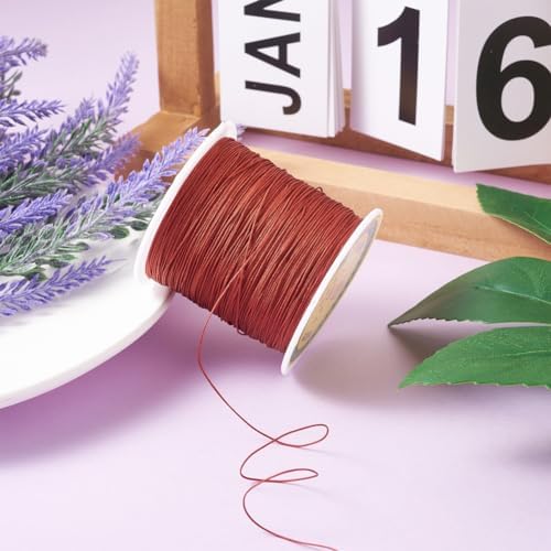 150 Yards 0.5mm Braided Nylon Crafting Thread Chinese Knotting Beading String Macrame Cord Rope for Necklace Bracelet Jewelry Craft Making, Saddle Brown