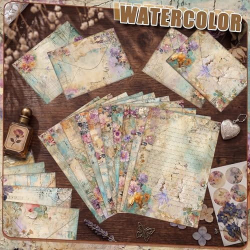 TaoBary 160 Pcs Vintage Floral Stationery Paper and Envelopes Set