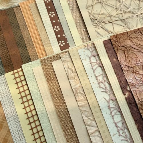 30 Sheets A5 Earthy Browns Textured Scrapbook Paper & Mesh Fabric