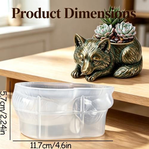 Fox Resin Silicone Planter Mold 3D Animal Epoxy Candle Holder Mold