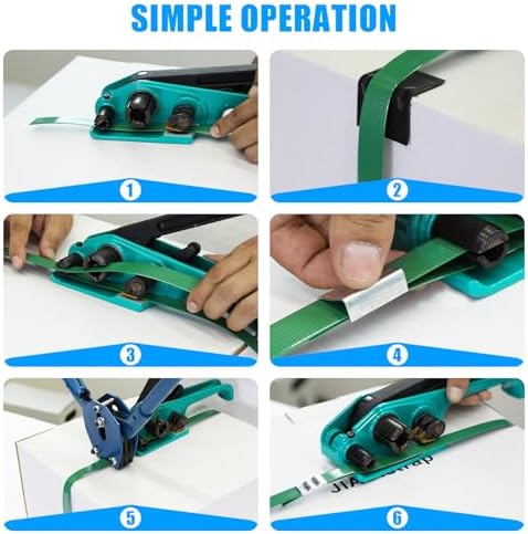 Heavy Duty Banding Strapping kit Contain 5/8"x 1000' Polyester (PET) Packaging Straps & 200 Metal Seals 100 Plastic Edge Protectors Tensioner with Cutter Sealer Tool