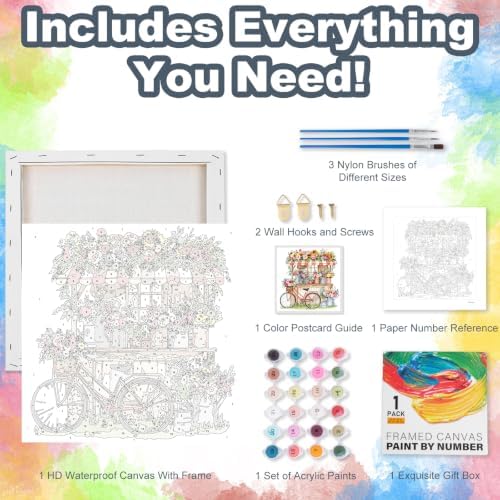 Flower Shop Framed Paint by Numbers Kit for Adults Beginner 10x10 inch