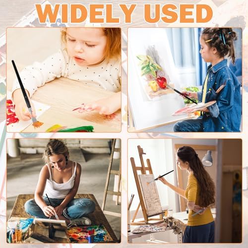 4Pcs Comb Artist Brush Set, Rake Brushes for Painting with Birch Wood Handle, Paintbrush for Acrylic Paint, Textured Art Paintbrush Sets for Greeting Cards & DIY Crafts