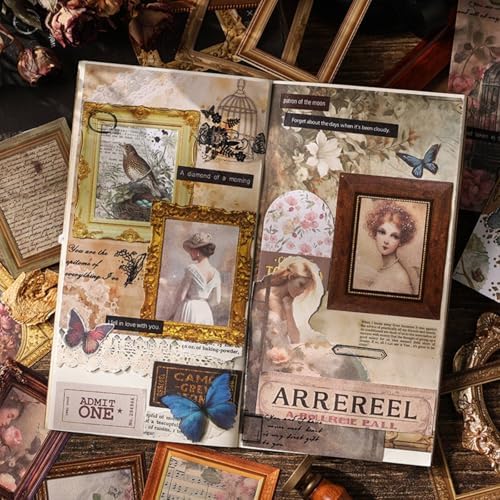 180 Pieces Vintage Scrapbook Picture Frame Paper Stickers for Scrapbooking Supplies, Assorted Retro Photo Borders Ephemera for Junk Journals Album Art Crafts Journaling Collage
