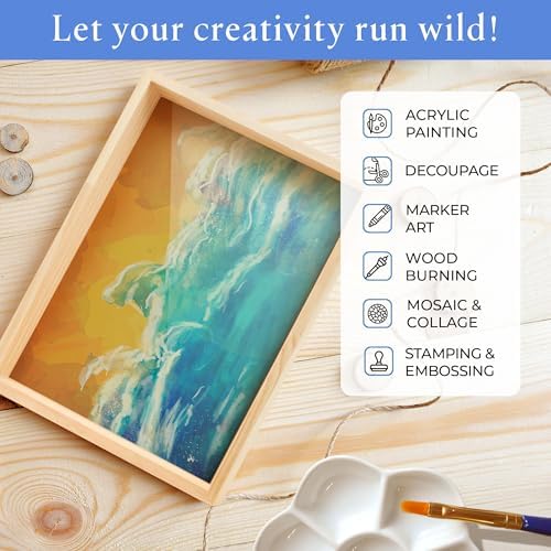 Narrow Wood Canvas 4 x 12 x 1-1/2-inch, Pack of 8 Wood Sign Blanks with Frame, Wood Cradled Panels for Wall Art Sets, by Woodpeckers