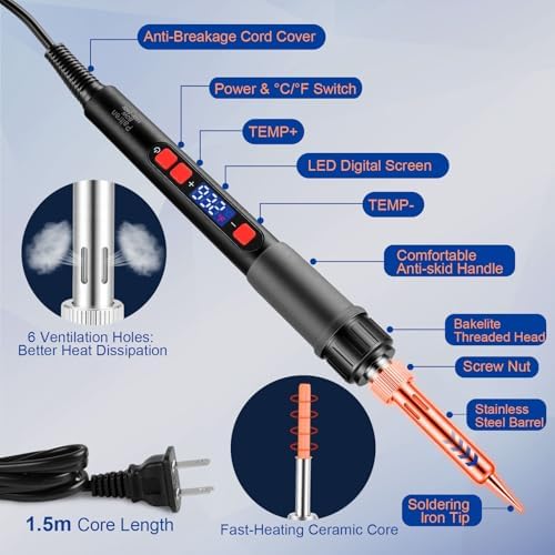 21-in-1 3D Printer Smoothing Tool Kit, 80W Soldering Iron