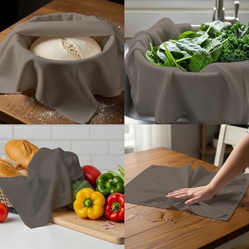 Flour Sack Towels - Charcoal Absorbent Kitchen Towels, Lint Free Cotton Dish Towels for Dish Drying, Cleaning, Baking, DIY Craft Projects, Heat Press, Painting & Embroidery 18x28 Inch Set of 6