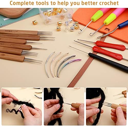 QMNNMA Crochet Needle for Locs, 48 Pcs Dreadlock Crochet Hook for Hair