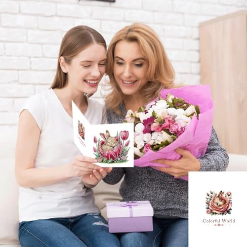 LSQFS 6Pcs Diamond Painting Greeting Cards, 5.9x11.81inch