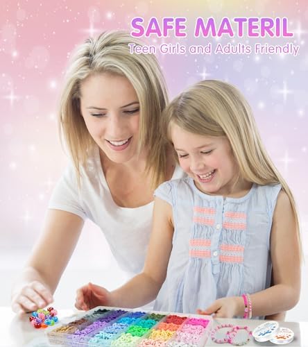 Gionlion Clay Beads Friendship Bracelet Making Kit, 72 Colors Preppy Clay A-Z Letter Number Beads & Charms Complete Jewelry Making Kit DIY Crafts Gift for Teen Girls