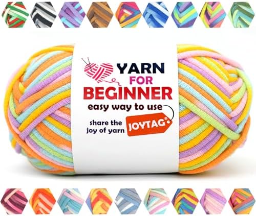 50g Rainbow Beginner Crochet Yarn for Crocheting and Knitting Multicolor Cotton Crochet Yarn for Beginners Cotton Easy Yarn for Beginners(Pastel Rainbow)