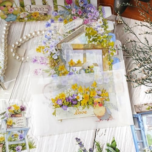 120Pcs Iandscape Stickers for Scrapbooking,Self-Adhesive Transparent Iandscape Stickers Scrapbook Supplies Journaling Supplies for Adult Card Making Letters DIY Water Bottle Cards Decoration