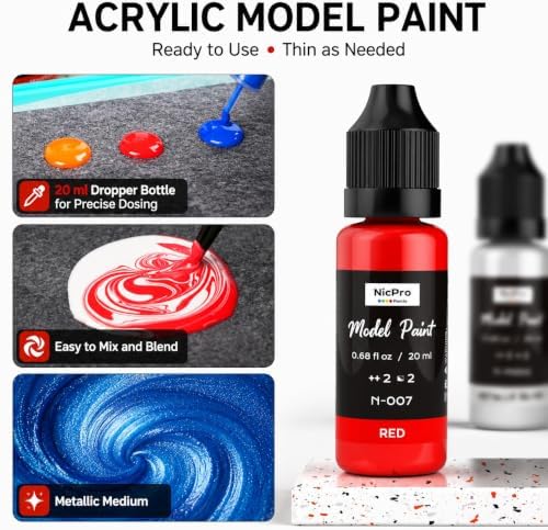 Nicpro 80 Colors Model Paint Set with 8 Thinners & 5 Specialty Bottles
