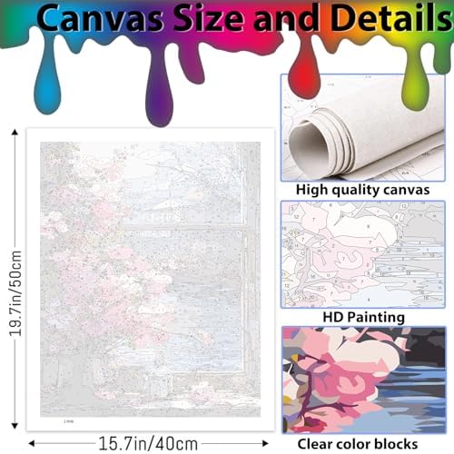 Arpilul Flowers Paint by Number for Adults-Paint by Numbers for Adults Beginner, Adult Paint by Number Kits on Canvas for Home Wall Art Decoration and Gifts 16x20Inch(Z-YH38)