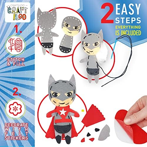Superhero Sewing Kit for Little Kids - 5 Easy Felt Beginner Projects