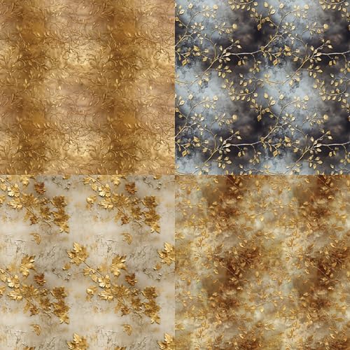 Embossed Metallic Leaves Scrapbook Paper Pad 6x6, Premium Vintage Botanical Cardstock for Junk Journal, DIY Crafts, Collage Art & Luxury Scrapbooking, 24 Elegant Sheets