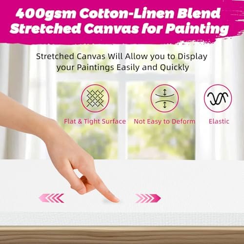Stretched Canvas for Painting, 2Pack 36X48 Large Canvas for Painting, (400GSM) Triple Primed 2/3" Profile Cotton Professional Artist Quality Blank Canvas,Ready to Paint, Art Supplies for Acrylic, Oil