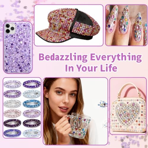 6 Boxes Bedazzling Kit, 3mm 56000Pcs Resin Jelly Rhinestones Kit Flatback Rhinestones Nail Gems Bedazzler Kit with B7000 Jewelry Glue & Tools Bedazzling Kit for DIY Arts & Crafts Gifts