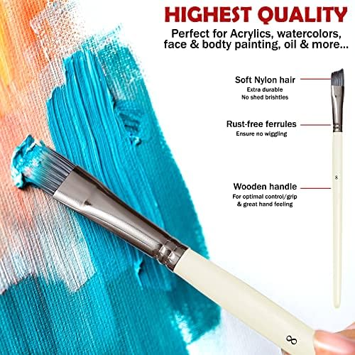 DUGATO Artist Paint Brushes Set 10pcs for Acrylic Oil Watercolor Gouache