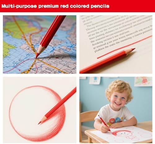Adhere 25pcs Checking Pencils Erasable colored Pencils Pre-Sharpened #2 HB,for Checking Tests Grading,Map Coloring, editing Office Favors,including a Free sharpener. (Red)