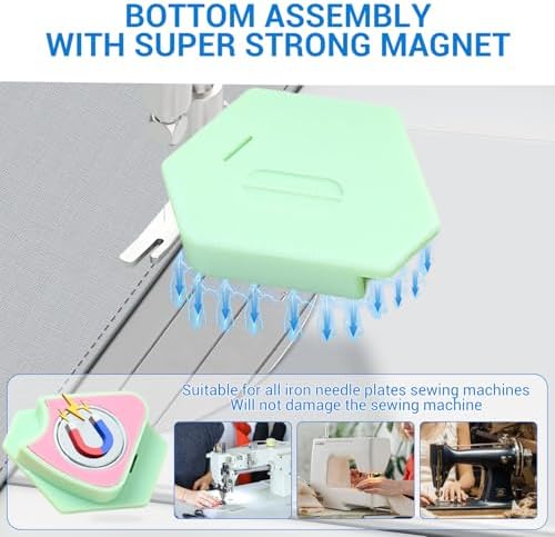 3Pcs Magnetic Seam Guide for Sewing Machine, Multifunctional Polygonal Hemmer Guide with Scale, Universal Sewing Accessories and Supplies (Polygonal Seam Guide)