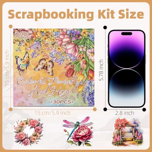 Multi-Tone Garden Theme Scrapbooking Supplies for Junk Journal - 30 Sheets PET Stickers - Vintage Journaling Ephemera Sticker Book Pre Cut(TZ-005-004)