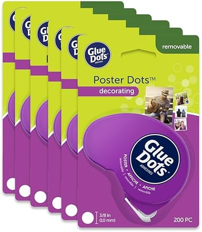 Glue Dots Poster Dot N' Go Dispensers, Set of 6 Complete Dispensers, Each with 200 (.375 Inch) Poster Adhesive Dots, 1200 Dots/Pack (24233-AMZ)