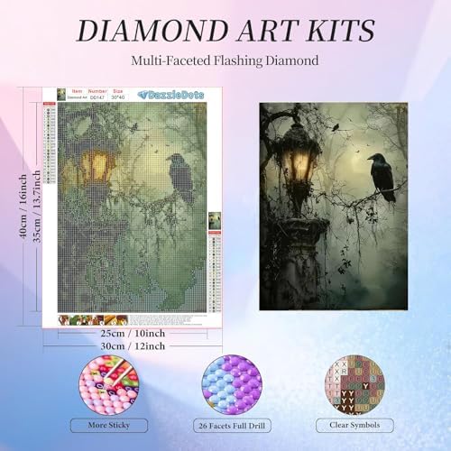 Halloween Diamond Art Kits for Adults Round Diamond Painting 12x16 Inch