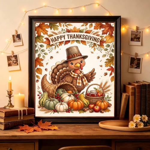 Thanksgiving Diamond Art Kits for Adults, Fall Turkey Diamond Painting