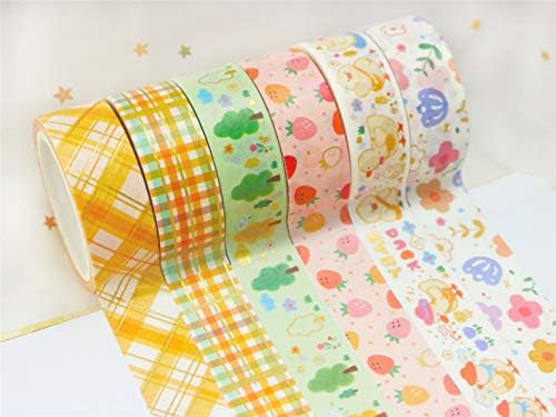 YUBBAEX BB Duck Washi Tape Set VSCO Splashed Gold Foil Masking Tape Decorative for Arts, DIY Crafts, Journal Supplies, Planners, Scrapbook, Card/Gift Wrapping -15mm x 6 Rolls- (Lovely Fowl)