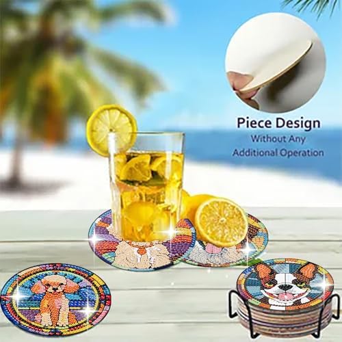 Zythron 8 Pack Dog Diamond Art Coasters,Diamond Painting Coasters Kits