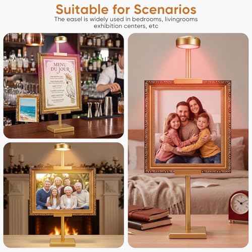 30'' Adjustable Tabletop Easel Stand with Rechargeable 13RGB Poster Light