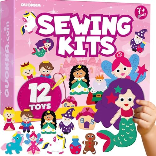 Sewing Kit for Kids Ages 8-12 - 12 Beginner DIY Kids Sewing Crafts Ages 4-8