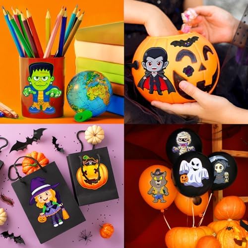 SmilinFit Halloween Stickers for Kids, DIY Crafts Halloween Goodie Bag Stuffers, Party Games Activities Pumpkin Stickers Party Favors Decorations Supplies