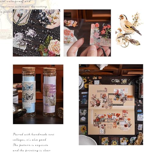 556 Pcs/48 Sheets Stickers for Scrapbooking,Scrapbook Flower Stickers for Scrapbooking Art Journal Bullet Journal Accessories