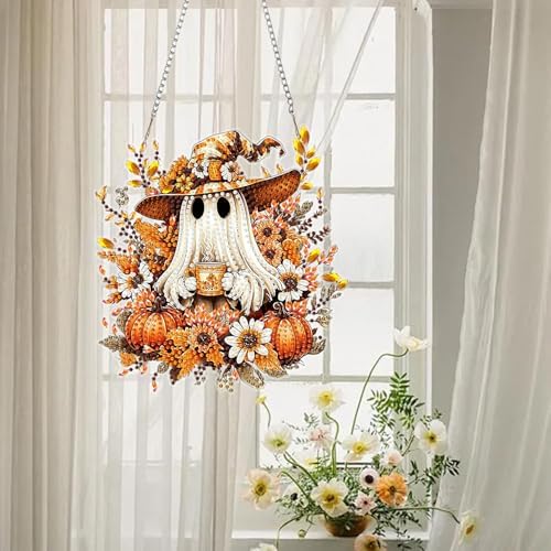 AIBOERL Diamond Art Kits for Adults, Halloween Acrylic Hanging Suncatcher