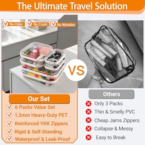 YQBRAO Clear Hard Shell Zipper Cases, Diaper Bag Organizer Pouches, White