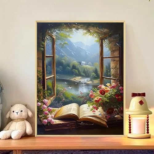 CRZMODE Book Paint by Numbers Kit for Adults, Book Paint by Numbers for Adults, Acrylic Painting Crafts for Home Decor Gift (16x20inch)
