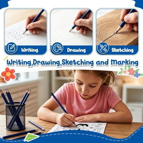 24 PCS Dark Blue Colored Pencils, Pre-sharpened Professional Wooden Art Pencils Set for Artists Painting | Premium Drawing Sketching Supplies