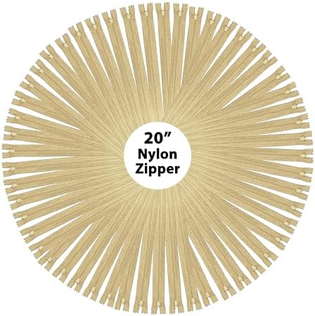 Mandala Crafts 60 PCs Khaki Closed-End 20 Inches Nylon Zippers for Sewing